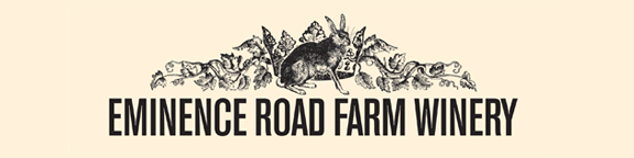Eminence Road Farm Winery logo. A rabbit in front of a crown with grapevines in the background.